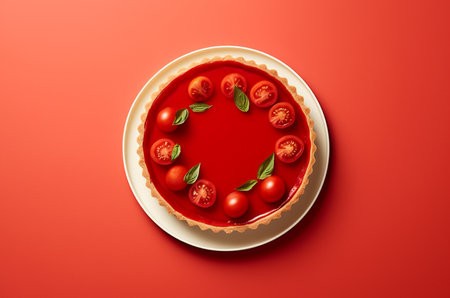 Tomato cake top view. Tomato tartの素材