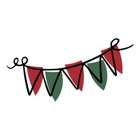 Doodle Christmas garland. Garland of flagsのイラスト素材