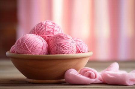 Balls of pink yarn. Barbicore. Pink threadsの素材