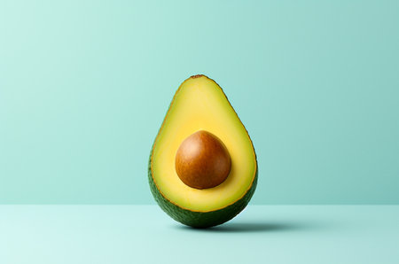 Minimalistic half of avocado with pitの素材