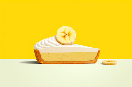Minimalistic slice of banana cheesecake onの素材