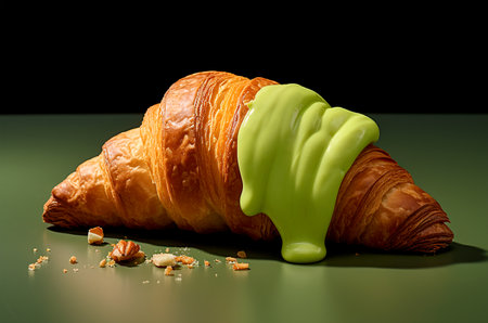 Pistachio croissant with creamの素材