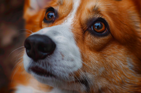 Close-up portrait of a corgiの写真素材