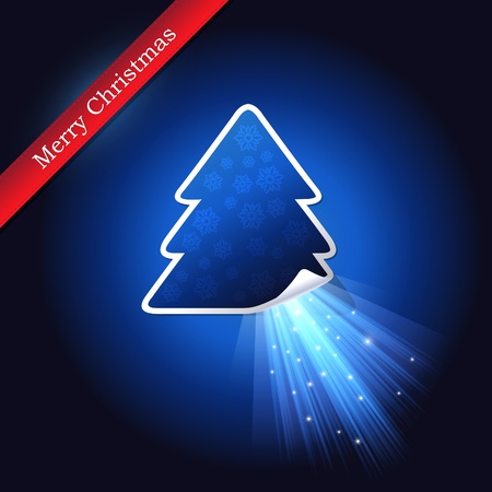 Christmas tree with blue luminous raysのイラスト素材