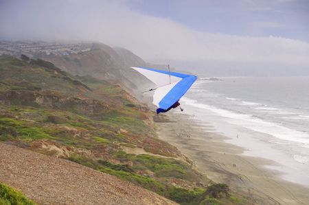 hand glider by seascape cliff, usaの写真素材