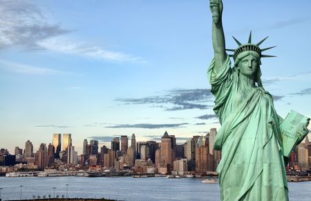 photo new york city skyline over the hudson riverの写真素材