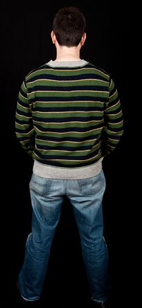 photo male reverse portrait on black screenの写真素材