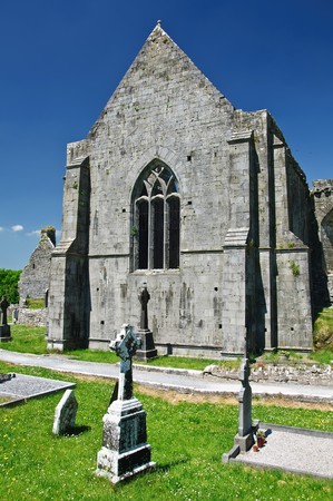 irish ancient church abbey ruins landscapeの写真素材
