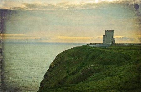 photo grunge ancient irish castle, west coast of irelandの写真素材