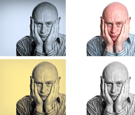 photo portrait middle age businessman under stressの写真素材