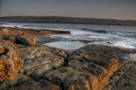 photo breathtaking sunset over doolin beach, county clare, ireland, hdrの写真素材