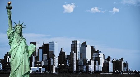 photo new york city skyline, downtown nyc, usaの写真素材