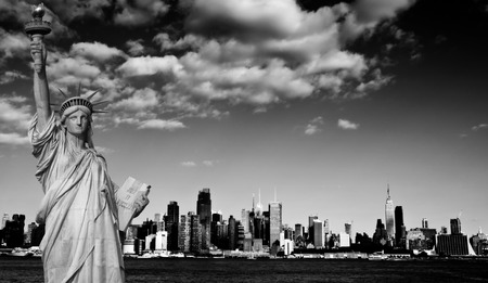 photo new york city cityscape over hudson riverの写真素材