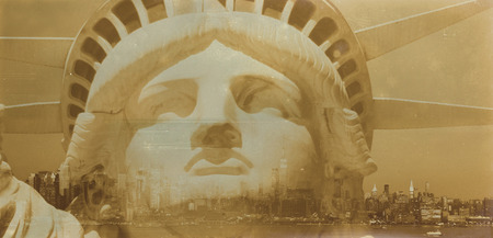 Aged sepia digital grunge distressed effect New York.の写真素材