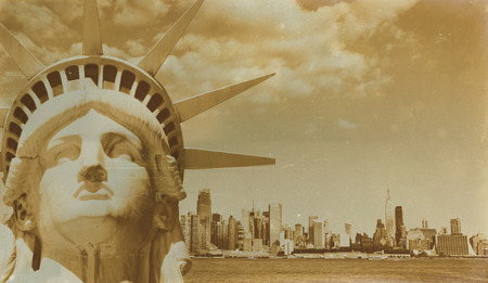 Aged sepia digital grunge distressed effect New York.の写真素材