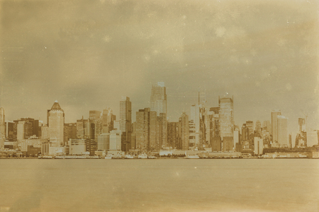 Aged sepia digital grunge distressed effect New York.の写真素材