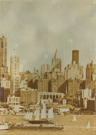 Aged sepia digital grunge distressed effect New York.の写真素材