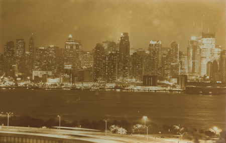 Aged sepia digital grunge distressed effect New York.の写真素材
