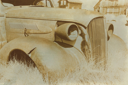 Aged sepia digital grunge distressed effect Bodie State Historic Park.のeditorial素材