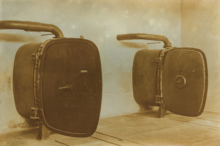 Aged sepia digital grunge distressed effect auschwitzのeditorial素材