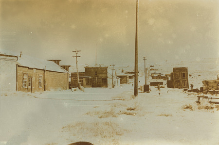 Aged sepia digital grunge distressed effect Bodie State Historic Park.のeditorial素材