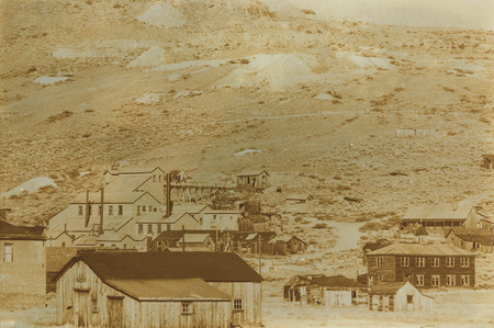 Aged sepia digital grunge distressed effect Bodie State Historic Park.のeditorial素材
