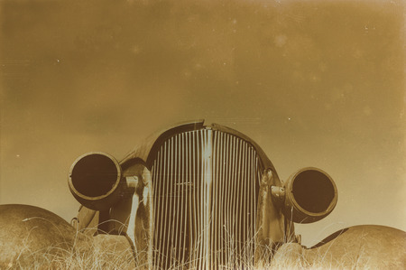 Aged sepia digital grunge distressed effect Bodie State Historic Park.のeditorial素材