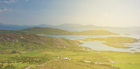 beautiful epic irish countryside rural landscape scenery from the ring of kerry. along the wild atlantic wayの写真素材