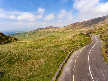 Aerial view Killarney National Park on the Ring of Kerry, County Kerry, Ireland. Beautiful scenic aerial of a natural irish countryside landscape.の写真素材