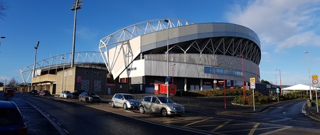 Thomond Park is a stadium - Dec 11th 2017: Located in Limerick in the Irish province of Munster. The stadium is owned by the Irish Rugby Football Union,  Munster Rugby, Shannon RFC and UL Bohemian RFCのeditorial素材