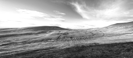 Black and white picture of a beautiful scenic Irish countryside landscape from Achill island in Mayo Irelandの写真素材