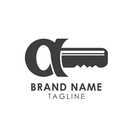 Initial A logo vector design blended with key illustrationのイラスト素材