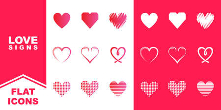 collection of modern heart, romance, love or valentine day vector icons illustration for apps and websiteのイラスト素材
