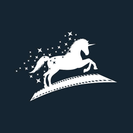 unicorn and film logo creative conceptのイラスト素材