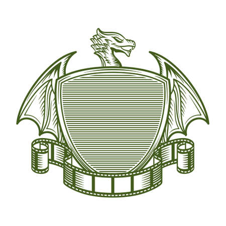 dragon and movie emblem   creative conceptのイラスト素材