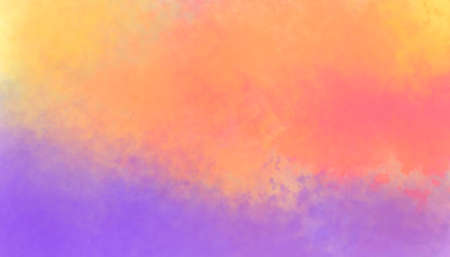 purple yellow and orange watercolor cloud or sky paint background on paper textureの写真素材