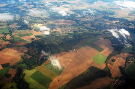 view from above of the countryside in Franceの写真素材