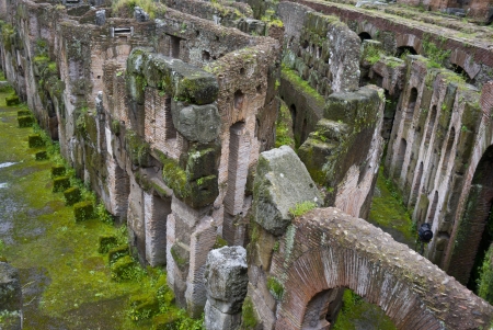 Ruins of the basement of The Colisseum in Rome ,Italy,の写真素材