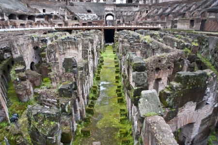Ruins of the basement of The Colisseum in Rome ,Italy,の写真素材
