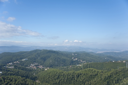 Hills and mountains of Catalonia from Tibidabo, Spain の写真素材