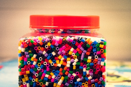 multicolored plastic beads toy for kidsの写真素材