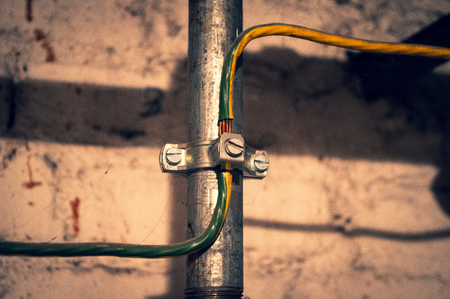 Installation and grounding in an industrial plantの写真素材