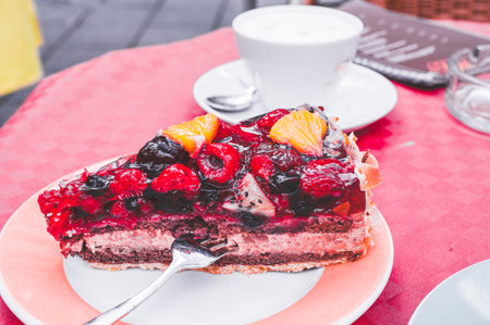 Berry pie pieces in a cafe in Germany Europe
