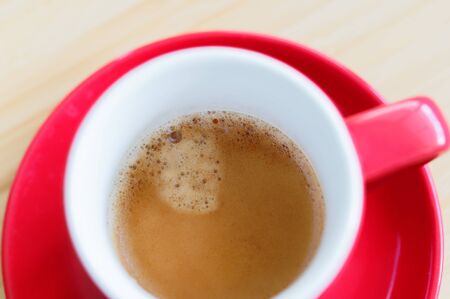 Espresso coffe in red cupの写真素材