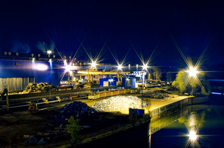 Large steel mill in Germany in the production of steel beams of Saarstahl in Voelklingen Saarland...