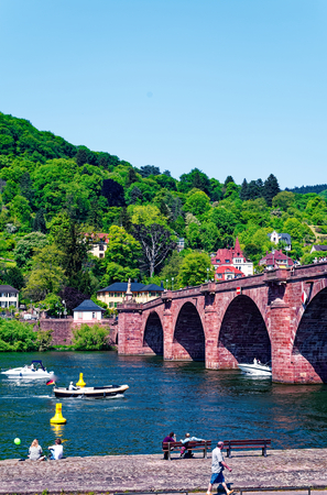 Heidelberg in Baden-WÃ¼rttemberg in Germany in sunshine with the Heidelberg Castle in the backgroundのeditorial素材