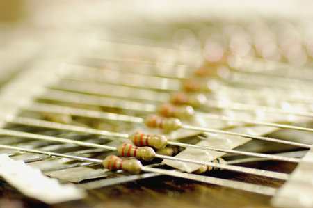 A pile of resistors. Shallow depth-of-field.の写真素材