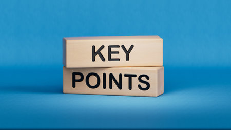 Time to key points symbol. Concept words Key points on wooden blocks. Business and time to key...