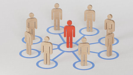 Social network concept with 3d rendering people in a circle on white background