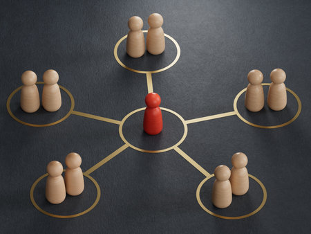 Group of cartoon characters - social networking concept - 3D illustration.leader teamwork and...